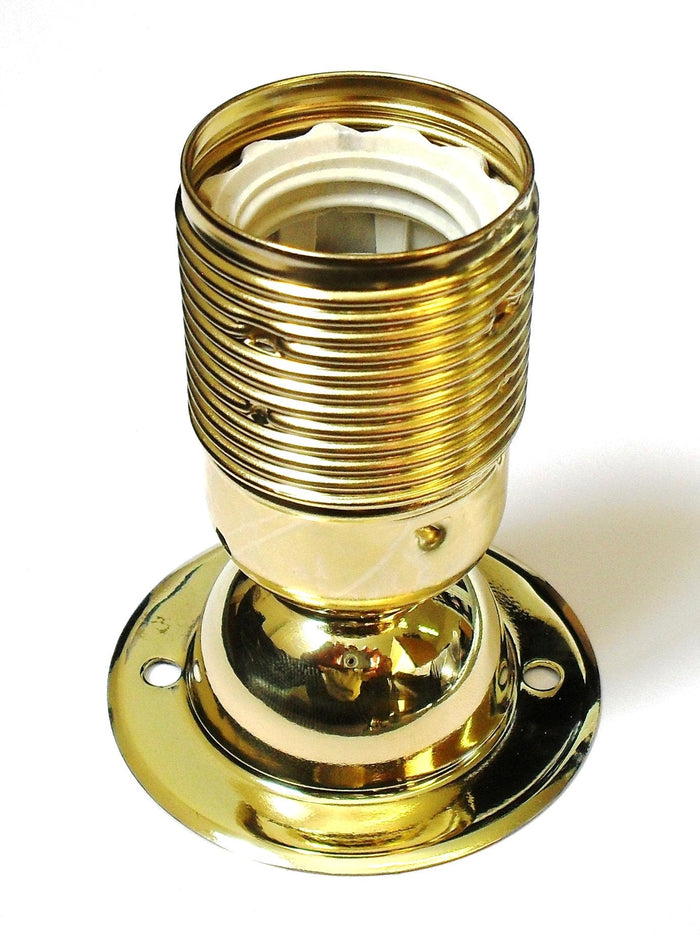 05424 Battenholder ES Brass Plated Domed 65mm Ø - ES / Edison Screw / E27, Brass Plate, Batten