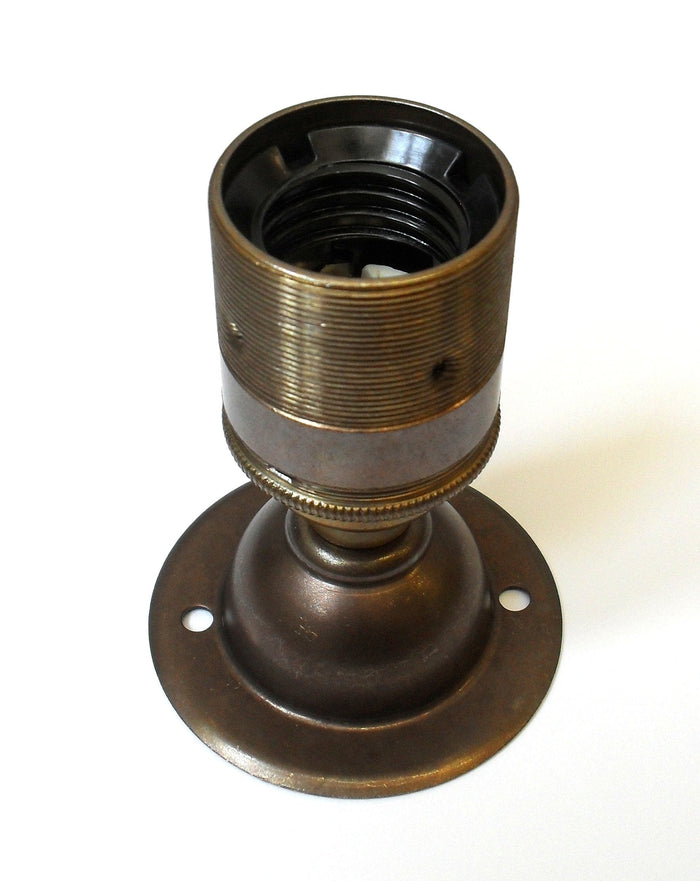 05425 Battenholder ES Antique Brass Domed 65mm Ø - ES / Edison Screw / E27, Antique Brass, Batten