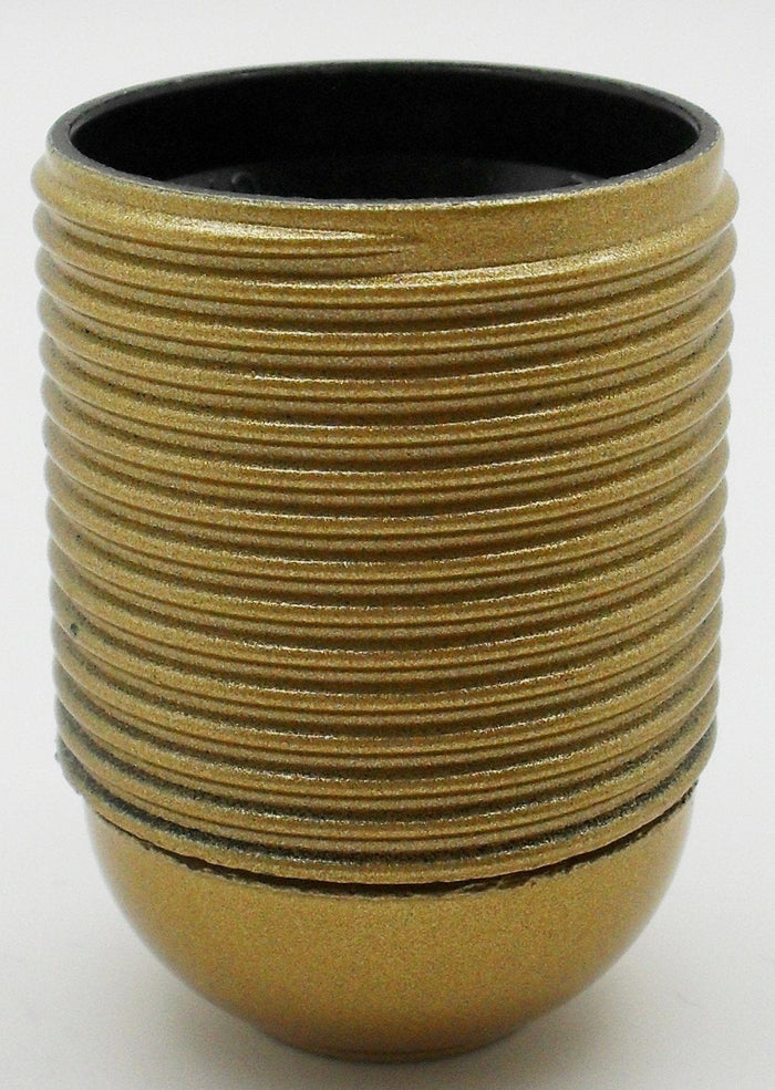 05957 Lampholder 10mm ES Threaded Skirt Gold - ES / Edison Screw / E27, Gold Plastic, 10mm Thread Entry