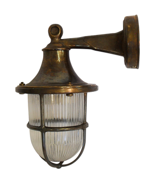 09138 Solid Brass Wall Lantern - Antique Brass Navigator Range of Marine Bulkheads Lampfix - Sparks Warehouse