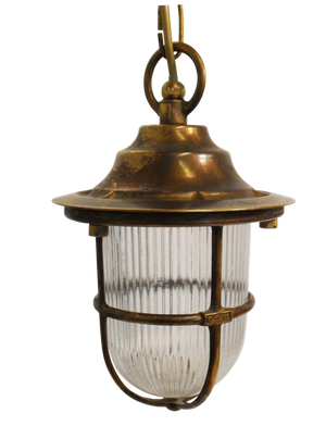 09141 Solid Brass Navigator Pendant Lantern - Antique Brass Navigator Range of Marine Bulkheads Lampfix - Sparks Warehouse