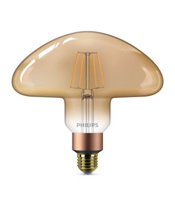 Philips LEDClassic 30W Mushroom E27 2000K GOLD D - Vintage Classic LEDglobe E27 Mushroom Filament Gold 5W 350lm - 820 Extra Warm White | Dimmable - Replaces 25W