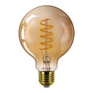 Philips LED classic 25W G93 E27 GOLD SP D SRT4 - Classic LEDglobe E27 Filament Amber 95mm 4W 250lm - 818 Extra Warm White | Dimmable - Replaces 25W