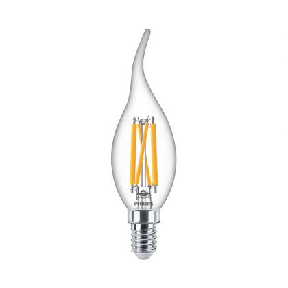 Philips MASTER Value LEDcandle E14 Bent-tip Filament Clear 3.4W 470lm - 927 Extra Warm White | Best Colour Rendering - Dimmable - Replaces 25W - DISCONTINUED