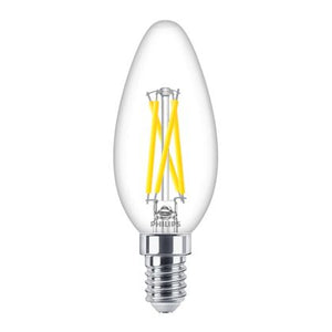 Philips MASTER LED E14 Candle Filament Clear 2.5W 340lm - 922-927 Dim To Warm | Best Colour Rendering - Dimmable - Replaces 25W