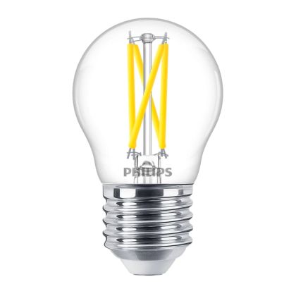 Philips MASTER LEDlustre E27 Ball Filament Clear 2.5W 340lm - 922-927 Dim To Warm | Best Colour Rendering - Dimmable - Replaces 25W