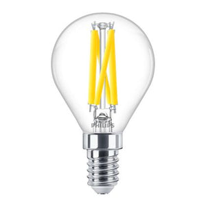 Philips MAS LEDLusterDT3.4-40W E14 927 P45CL G - MASTER LED E14 Ball Filament Clear 3.4W 470lm - 922-927 Dim To Warm | Best Colour Rendering - Dimmable - Replaces 40W