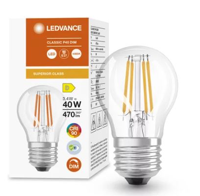 Ledvance CLAS P 40 DIM S 3.4W 927 FIL CLEAR E27 - 4058075758544