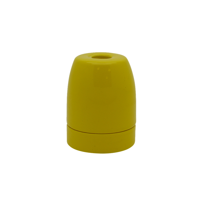 06006 ES Gloss Yellow Porcelain Lampholder 10mm - ES / Edison Screw / E27, Porcelain, 10mm Thread Entry