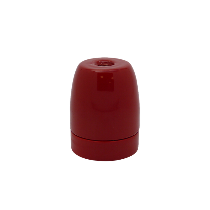 06005 ES Gloss Red Porcelain Lampholder 10mm - ES / Edison Screw / E27, Porcelain, 10mm Thread Entry