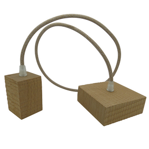 09065 ANNA Natural Wood Pendant Set 1mtr. Natural Wood Rose, Round Linen Flex - Lampfix - Sparks Warehouse