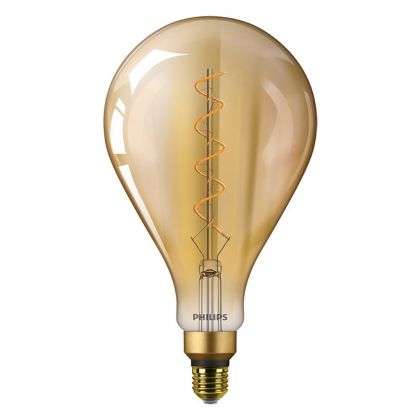 Philips CLA LEDBulb ND 5-25W E27 2000K A160 GOLD - Vintage LEDbulb E27 Pear Filament Gold 5W 300lm - 820 Extra Warm White | Replaces 25W