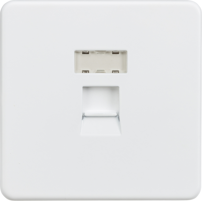 Knightsbridge SFRJ45MW Screwless RJ45 NETWORK Outlet - Matt White W/Chrome SHUTTER