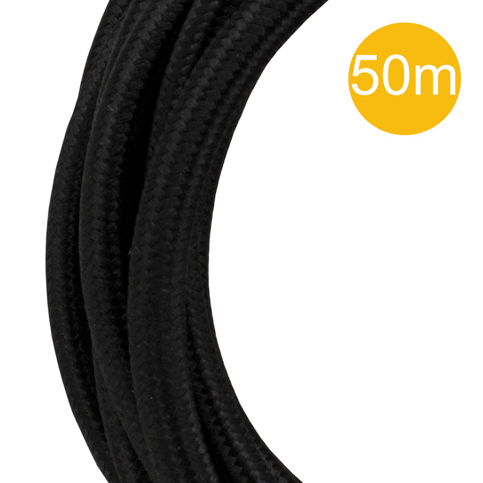 Bailey 140684 - Textile Cable 3C Black 50m Roll