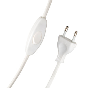 Bailey 141086 - Cord with European plug & Switch White 120/80cm Bailey Bailey - The Lamp Company