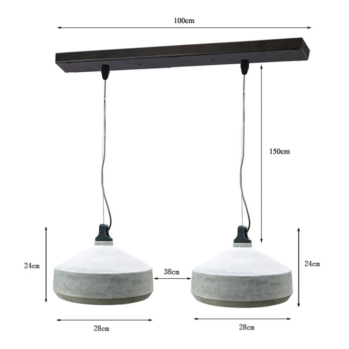 Bailey 141575 - Concrete Pendant 2 Lights E27 1.5M Black Suspension