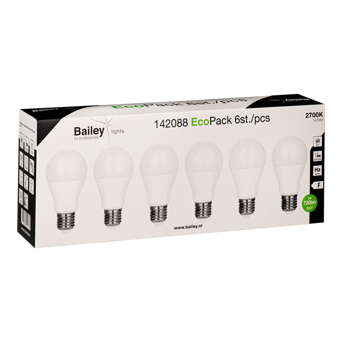 Bailey - 142088 - EcoPack 6pcs LED A60 E27 8W (55W) 720lm 827 Opal