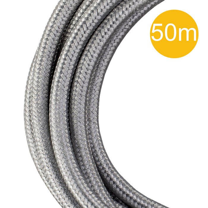 Bailey 142557 - Textile Cable 2C Metallic Silver 50M Roll