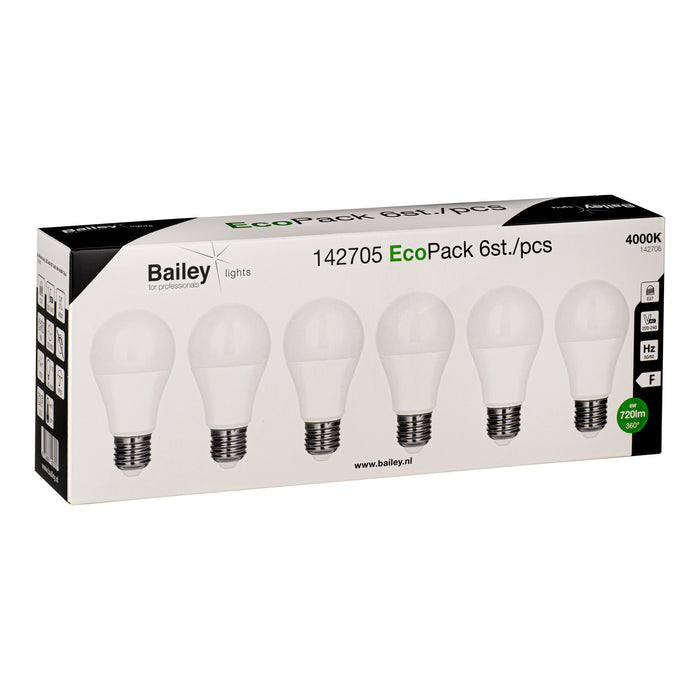 Bailey - 142705 - EcoPack 6pcs LED A60 E27 8W (55W) 720lm 840 Opal