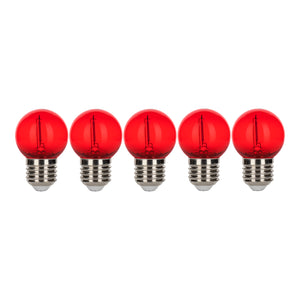 Bailey - 143027 - EcoPack 5pcs LED Party FIL G45 E27 0.6W Red PC Light Bulbs Bailey - The Lamp Company