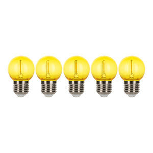 Bailey - 143039 - EcoPack 5pcs LED Party FIL G45 E27 0.6W Yellow PC Light Bulbs Bailey - The Lamp Company