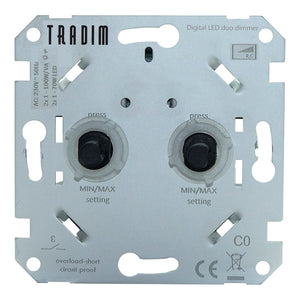 Bailey - 144089 - Tradim 2496 Digital Duo Dimmer LED 2 x 1-100W Light Bulbs Bailey - The Lamp Company