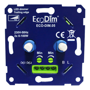 Bailey - 144248 - EcoDim ECO-DIM.05 LED Dimmer duo 2x 0-100W Phase Cut (RC) Light Bulbs EcoDim - The Lamp Company