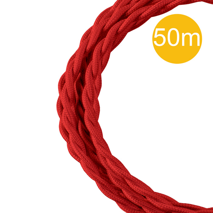 Bailey - 145041 - Textile Cable Twisted 3C 50M Red