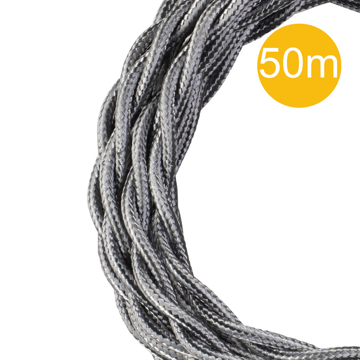 Bailey - 145043 - Textile Cable Twisted 3C 50M Silver