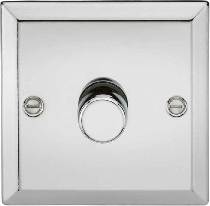 Knightsbridge CV2181PC 1G 2 way 10-200W (5-150W LED) trailing edge dimmer - Bevelled Edge Polished Chrome