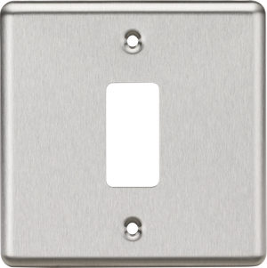 Knightsbridge GDCL1BC 1G Grid Faceplate - Rounded Edge Brushed Chrome