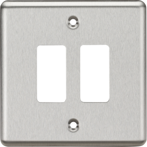 Knightsbridge GDCL2BC 2G Grid Faceplate - Rounded Edge Brushed Chrome