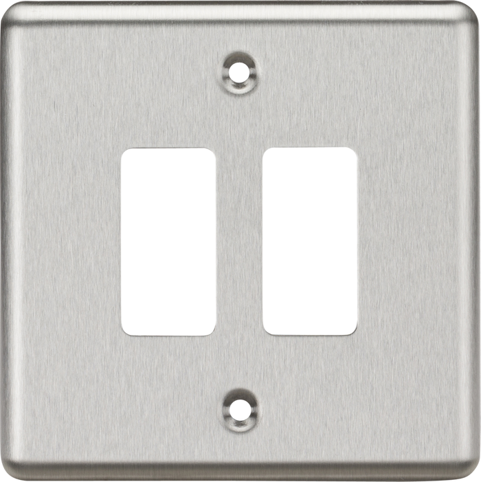 Knightsbridge GDCL2BC 2G Grid Faceplate - Rounded Edge Brushed Chrome