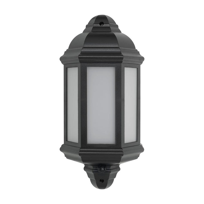 LED 8W Integrated Retro Vintage Half Lantern Black IP54 4000K with PIR