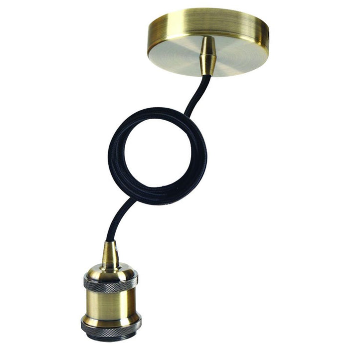 Girard Sudron E27 Bronze Pendant (with 100cm textile cable) Threaded Lampholder