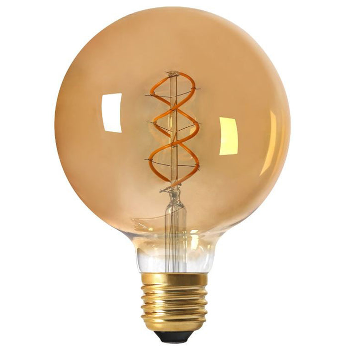 Girard Sudron LED Spiral Filament 125mm Globe 240V 4W E27 Amber Dimmable