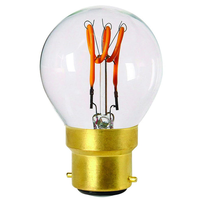 LED 3 Loops Filament Golfball 3W B22d Clear 2200K Dimmable