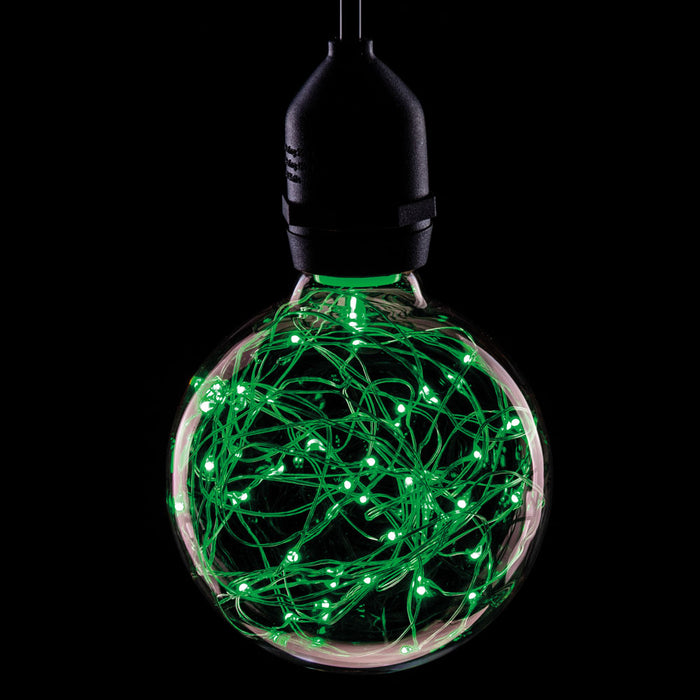 Prolite LED Filament 95mm Globe 1.7W 240V ES Cap Green Twinkle Star Effect