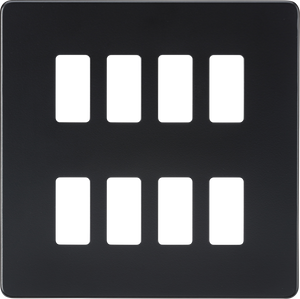 Knightsbridge GDSF008MB Screwless 8G grid faceplate - Matt Black