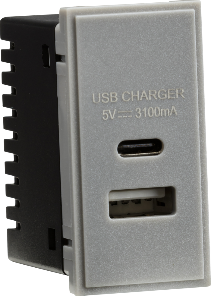 Knightsbridge NETUSBCGY Modular Dual USB Charger 5V DC 3.1A - Grey