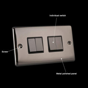 Caradok 4 Gang 2 Way Light Switch - Black Nickel