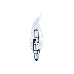 LAES Bent Tipped ECO Halogen Candle 28W SES Clear 35x125mm