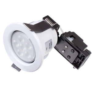 Fixed Fire Rated IP20 LED Downlight in White with an Osram 5.9w 2700K GU10 36 Degree Dimmable