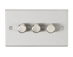 Knightsbridge CS2183BC 3G 2 way 10-200W (5-150W LED) trailing edge dimmer - Square Edge Brushed Chrome