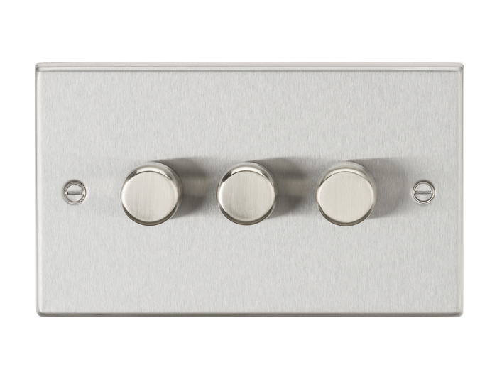 Knightsbridge CS2183BC 3G 2 way 10-200W (5-150W LED) trailing edge dimmer - Square Edge Brushed Chrome