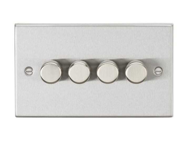 Knightsbridge CS2184BC 4G 2 way 10-200W (5-150W LED) trailing edge dimmer - Square Edge Brushed Chrome