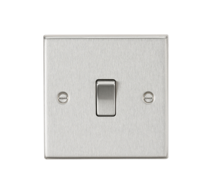 Knightsbridge CS2BC 10AX 1G 2-Way Plate Switch - Square Edge Brushed Chrome