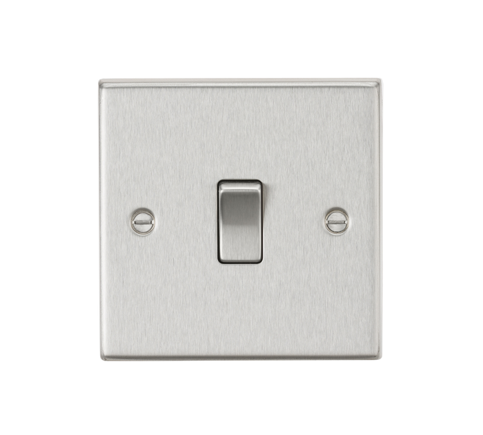 Knightsbridge CS2BC 10AX 1G 2-Way Plate Switch - Square Edge Brushed Chrome