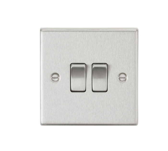 Knightsbridge CS3BC 10AX 2G 2-Way Plate Switch - Square Edge Brushed Chrome