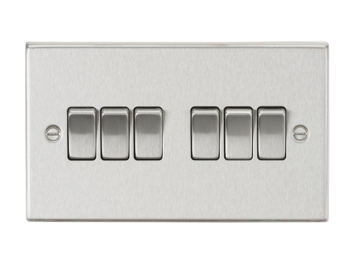 Knightsbridge CS42BC 10AX 6G 2-Way Plate Switch - Square Edge Brushed Chrome